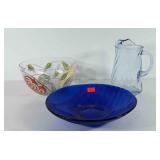Glassware, includes cobalt blue center bowl