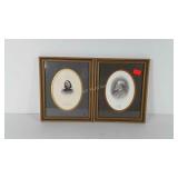 Two framed sketches of G.E. Pickett and R. E. Lee,