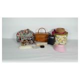Cosmetics, cosmetic cases, hats and hat box.