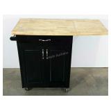 Rolling kitchen cabinet with butcher block top