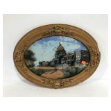 Early reverse convex glass painting of the US