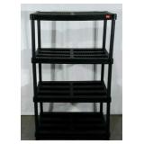 Plastic storage shelving unit, 4 shelves, 58"