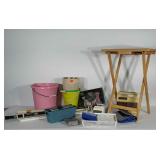 Mixed lot: home goods- buckets, waste basket,