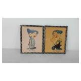 Two framed Disney prints, Bashful and Dopey, both