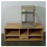 Two pie es. Low tv/entertainment stand and