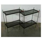 Pair of two-tiered stands. 21"×9.5"×27", each.