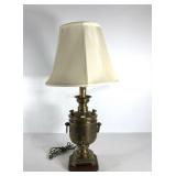 Brass samovar table lamp, stands 29" tall