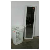 Two pieces. Door mirror and laundry hamper