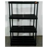 Plastic shelving unit, 4 shelves, 58" tall