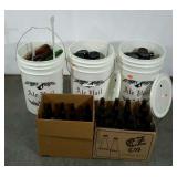 Homebrew supplies, includes 3 Ale Pail buckets,