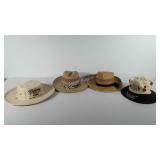 Four hats, includes bounty rum hat, genuine