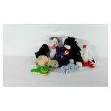 Eight stuffed animals, includes beanie babies,