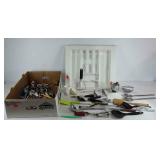 Group of kitchen utensils, drawer organizer,