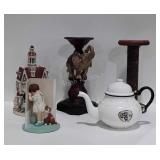 Collectibles: candle stick with elephant, yarn