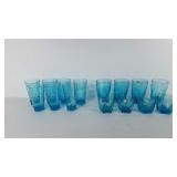 Blue glassware, includes seven Capri blue dots