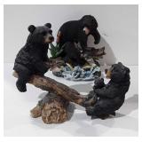 2 poly stone bear figurines, mom and Cub, mom Cub