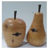 Pair of wooden tea caddy, pear and apple shape 6