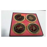 Fairchild Industries coasters, cloisonné detail,