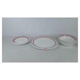 Corelle dishes, 3 6" bowls, 3 10" dinner plates,