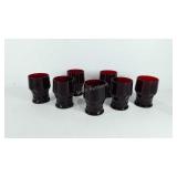 Ruby red honeycomb pattern tumblers, 4" tall