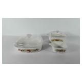 Corningware dishes, two include lids,
