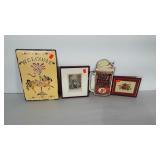 Wall decor group: painted slate welcome sign,