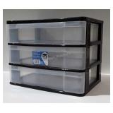 Three drawer storage cabinet holds 8 and 1/2 inch