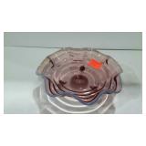 Rose colored glass candy bowl with lavender