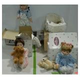 Four doll group, various accessories included,