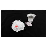 Westmoreland milk glass hand dish and hand holding