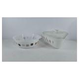 Inland Glass dishes, triangular dish with lid and