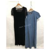 Two longer dresses, Donna Morgan beaded velvety