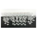 Etched glass stemware, various patterns and sizes