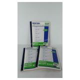 Three rediform carbonless receipt books