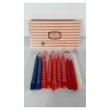 Candle lot: blue, orange and white spiral