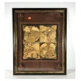 Old World style map with a shadow box matting