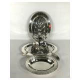 Silverplate serving platters, oval bowl and