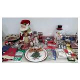 Holiday decor, stocking hangers, cookie jar, wall