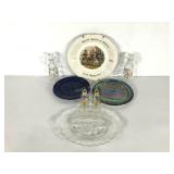 Bicentennial plates and eagle motif cruets with