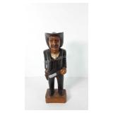 Wooden carved cowboy statue, 12" h