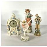 Ceramic and porcelain figurines, music box and