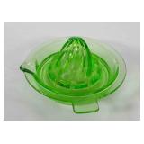 Green glass juice reamer, 6"
