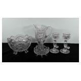 Glass/crystal, bird themed water pitcher (9" h),