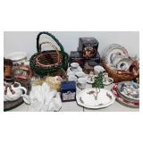 Holiday decor, dinnerware, cookie cutters,