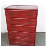 Red Painted 5 Drawer Cottage type Chest of