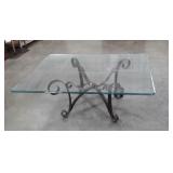 Glass Top Center Room Table, iron works base with