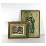 Wall art, two framed prints, Raleigh Tavern by F.