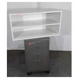 Two pc Office Furniture Lot, 3 Drawer metal