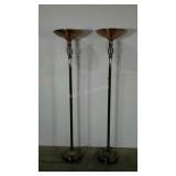 Pair of floor lamps,  copper accents and shade,