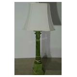 Heavy jade-look table lamp, 35" tall with shade,